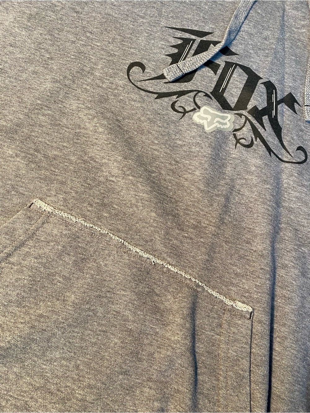 Vintage Fox Fundamental Fleece Men’s Gray Hooded Pullover Sweatshirt - Picture 2 of 5